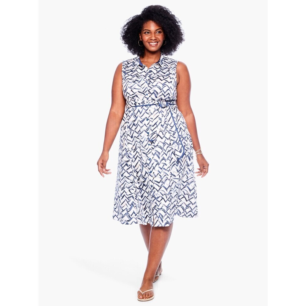 Nic+Zoe Women's Lookout Shirt Dress White Multi Plus Size 2X
